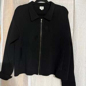 Margaret O'Leary Black Wool Blend Full Zip Cardigan Sweater‎ Jacket